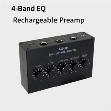 AG-50 Instrument Pre-Amplifier 4-Band Equalizer 6.35mm TR 3.5mm TRS Rechargeable Pre-Amplifier for Piezoelectric Pickups