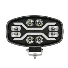 9 Zoll 8-LED-Arbeitsscheinwerfer, 36 W, Spot- und Flutlicht-Kombination, Tagfahrlicht, Gelb-Weiß, Zweifarbig, 80 mm Dicke für LKW, Offroad, für