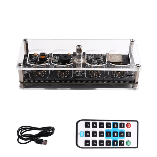 Nixie Clock Base Glow Tube WIFI Clock with  Display 12H/24H W Temperature Remote Control Type-C Power