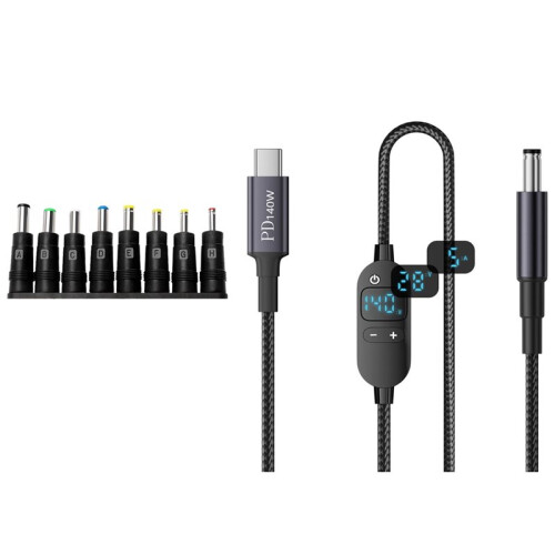 USB C Power Boost Cable  5V 9V 12V 15V 20V 28V Adjustable Boost Converter Type C to  Cable with 8 Adapters 1