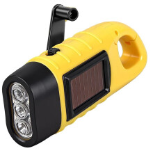 Lampe Torche à Remontage Manuel, LED Ultra-Lumineuse, à Manivelle et à Énergie Solaire, avec Crochet pour L'Extérieur