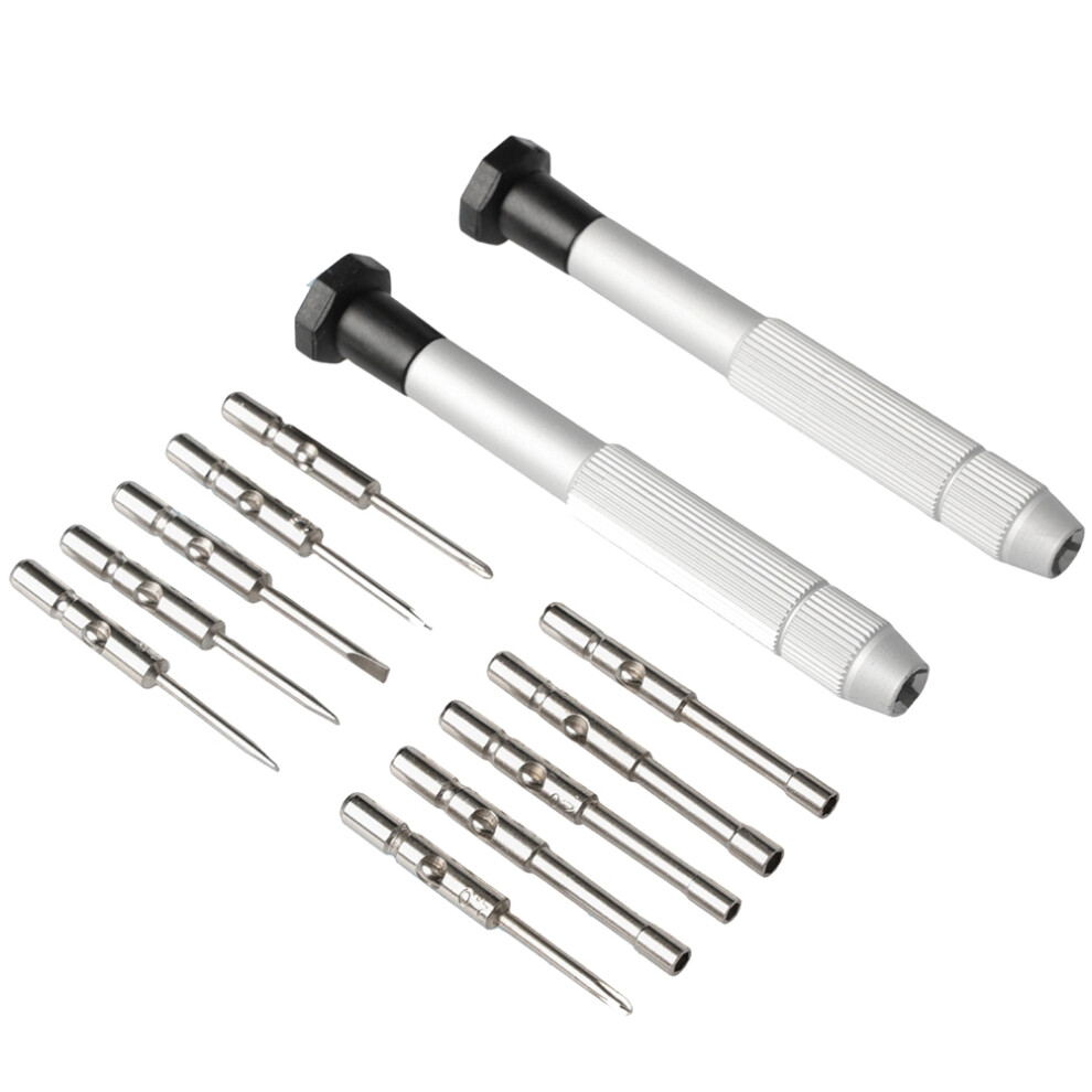 Saudism 12-Piece Screwdriver Bit Set With Aluminum Case,Flat Screwdriver Kit For Eyeglasses Repair Tools