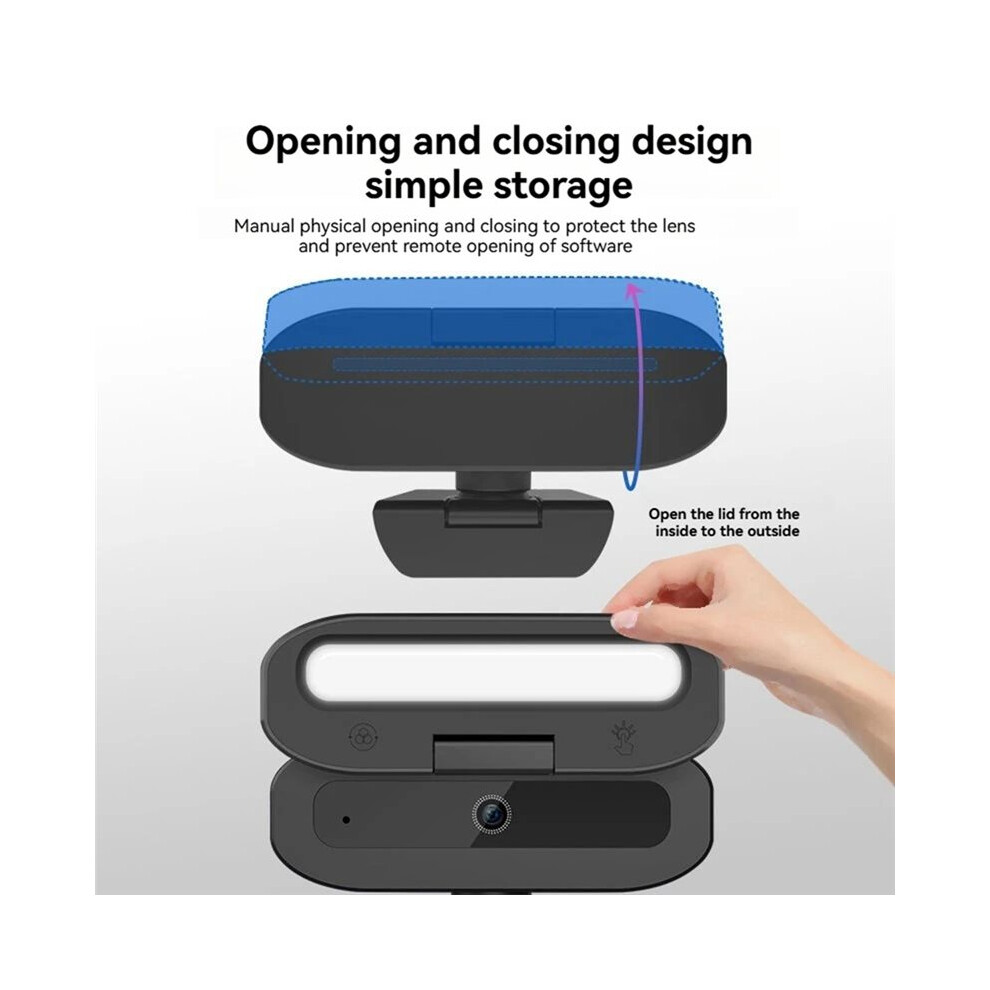 2K Hd 60Fps Live Webcam With Autofocus,Usb Pc Camera,Rotatable Microphone, Adjustable Fill ,Streaming Camera Light 4712502002630