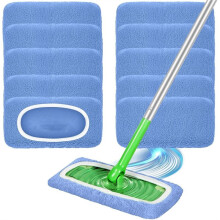 10pcs Reusable Mop Pads for Sweeper Mop, Microfiber Dry Sweeping Cloths & Machine Washable Wet Pads Refill