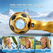 USB Powered Compact Cooling Fan Football Design Portable Handheld Cooler for Camping Sports Football Cups White