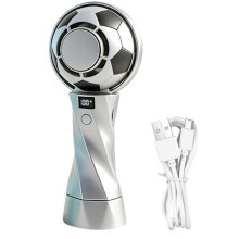 USB Powered Compact Cooling Fan Football Design Portable Handheld Cooler for Camping Sports Football Cups Silver