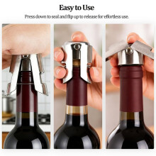 Deluxe Champagne Bottle Sealers - Stainless Steel & Silicone Seal to Preserve Bubbles in Sparkling Wines