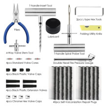 Set di 68 Attrezzi per La Riparazione di Pneumatici, Kit di Riparazione per Pneumatici Resistenti, Kit di Riparazione Forature per Auto, Moto, Camion