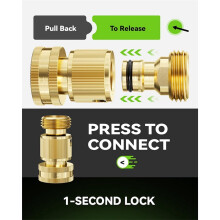 Quick Connect Hose Fittings 3/4" GHT Solid Brass Garden Hose Connectors,Design Universal Fit for Instant Connection