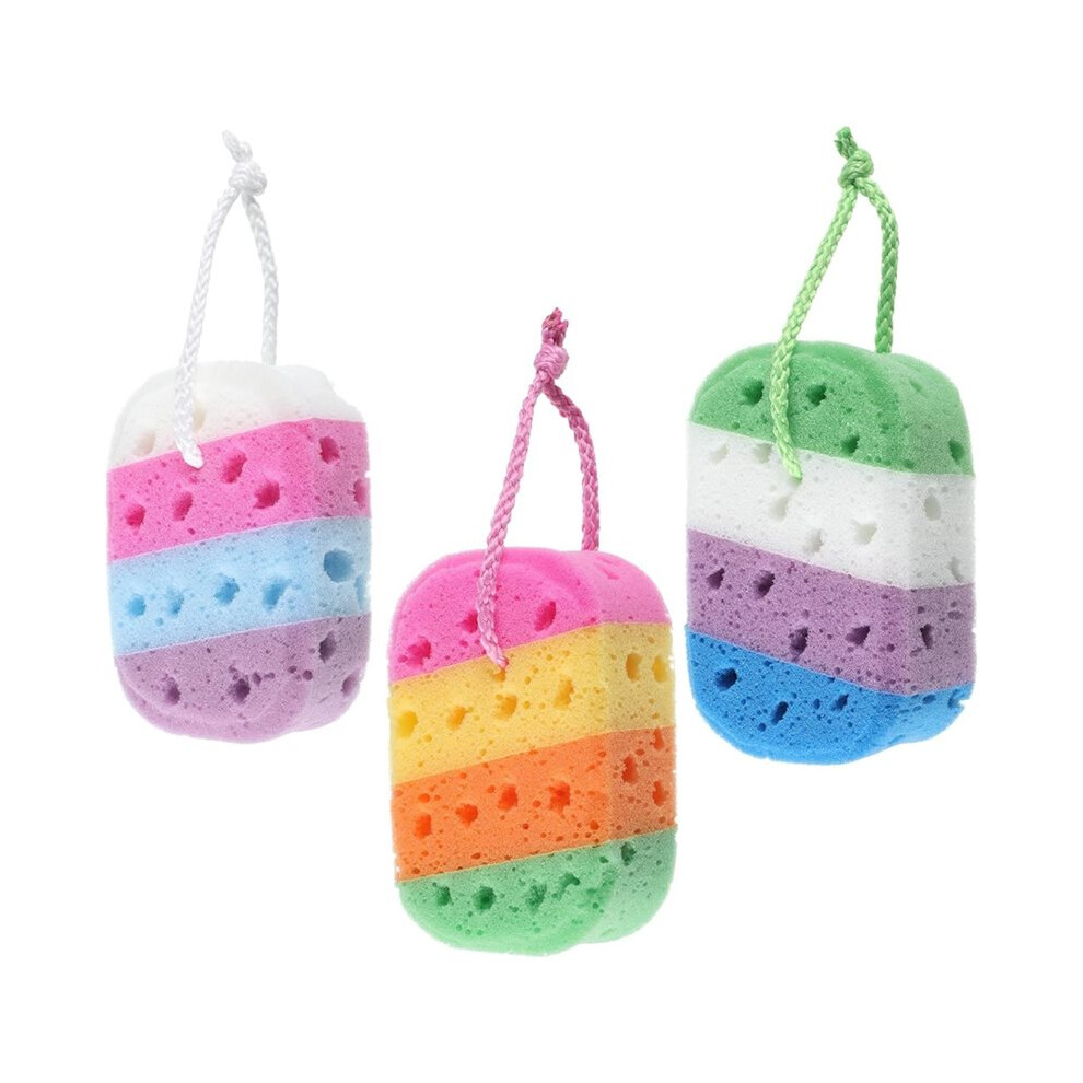 Tlily 3Pcs Sponge Loofah Body Scrubber, Exfoliating Bath Sponge, Shower Pouf Cleaning Loofahs Sponges For Bodys Women Men