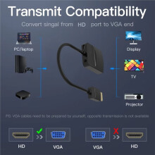 -Compatible to VGA Adapter Digital to Analog Video Audio Converter Cable for Laptop Projector Monitor Display A
