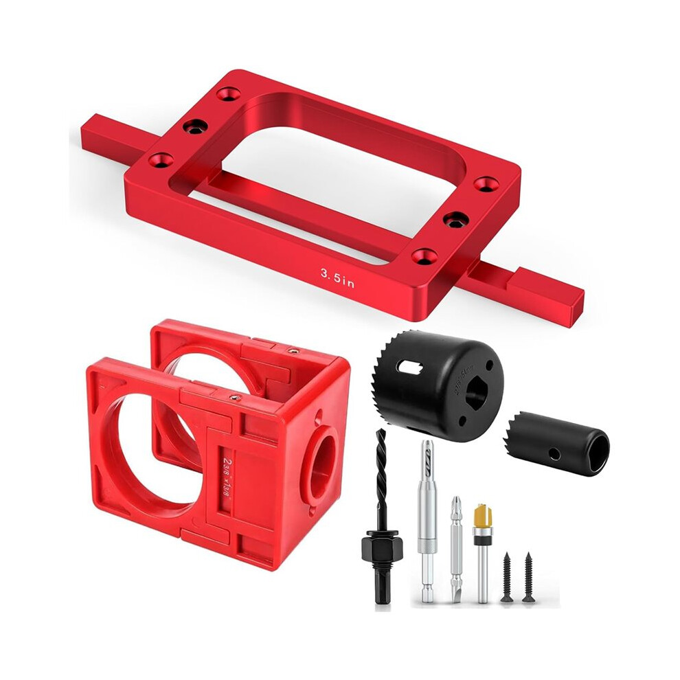 3-1/2" Fixed Size Door Hinge Jig For Door And Jamb, Aluminum Alloy Door Hinge Template Kit For Router With Door Lock Kit 6031947253024
