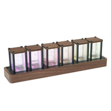 Adventurers Nixie Tube Clock , Cool Clock, Retro Wooden Shell LED Full Color Custom RGB and 12/24h Display,Decorate Room