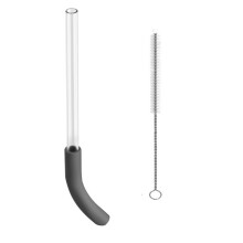 Vervangend Rietje voor de voor BlendBOSS Personal Smoothie Blender Tumbler, 1 Stuk Herbruikbare Glazen Rietjes met Schoonmaakborstel