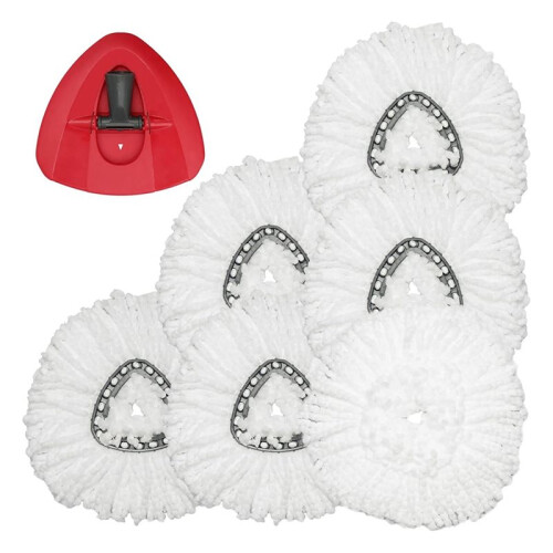 Kit de 6 Refis de Mop Giratório com Base para Mop Giratório Triangular para o-Cedar, Refil de Microfibra 1