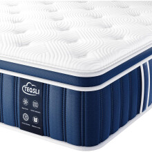 TeQsli 4FT6 Double Mattress, 10.6 Inch Memory Foam Sprung Hybrid Mattress 9-Zone Orthopedic for Pressure Relief & Edge Support - Medium Firm with Skin