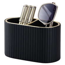 Pennenhouder, Kantoordecoratie, Elegante Bureau-Opbergdoos, Creatief Ontwerp, Ovale Opbergbuis, Cosmetica-Organizer Zwart