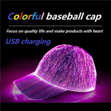 Casquette LED à Fibre Optique, 7 Couleurs, Rechargeable par USB, Idéale pour les Fêtes et Occasions Spéciales. Couleur : Blanc.