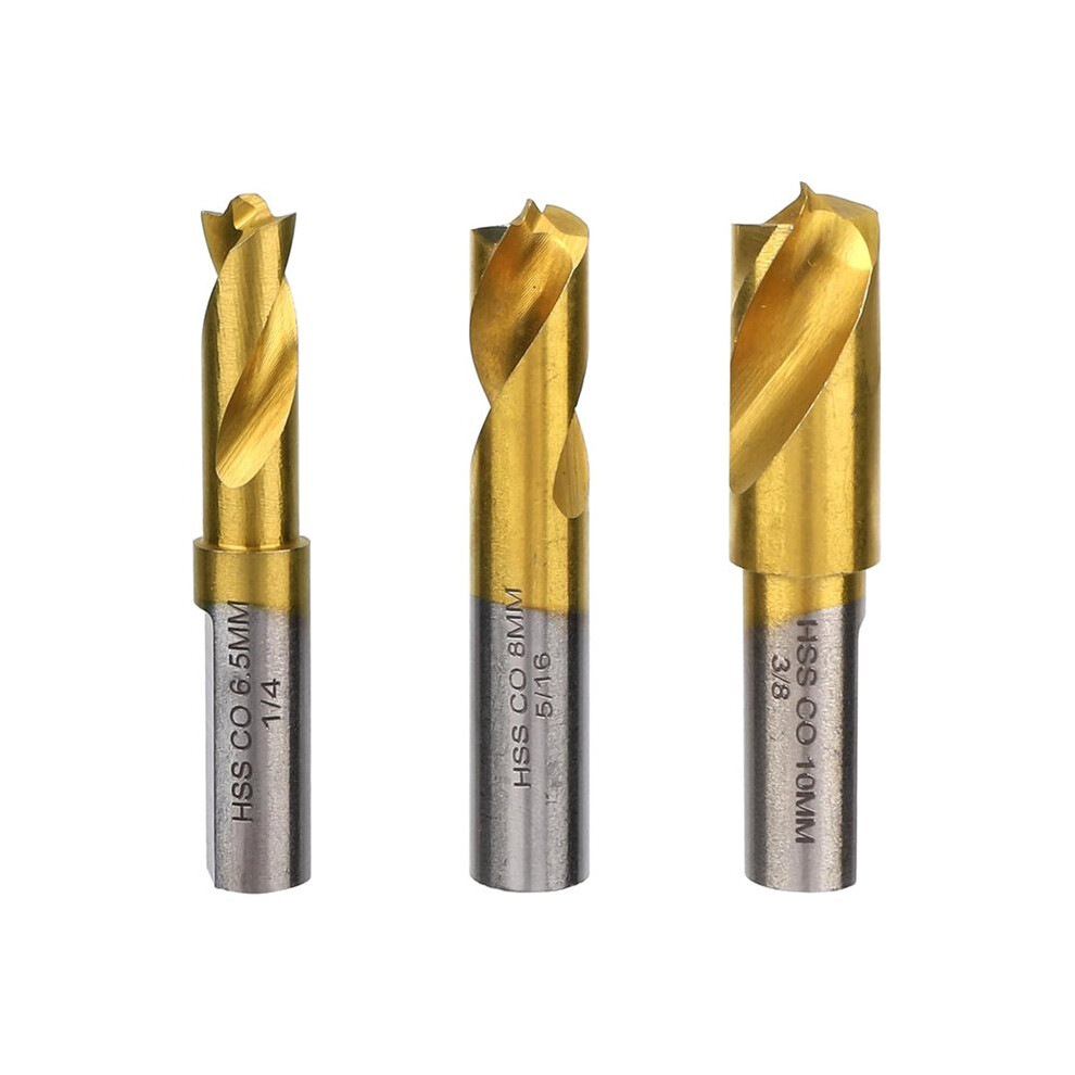 3Pcs Spot Weld Drill Bit, High Speed Steel Cobalt Spot Weld Cutter Titanium Coated Welding Remover Tools 4712458352438