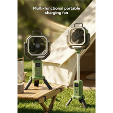 Elektrische, Uitschuifbare, Oplaadbare Staande Campingventilator met Verstelbaar Statief, Draagbare Ventilator voor Tent, Wandelen en Reizen