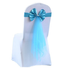 15 Pcs Chair Sashes Tie Gauze Bodas Knot Cover Satin Ribbon Belt-Bow for Banquet Country Wedding Party Lake-
