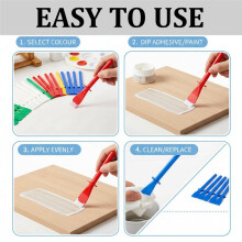 Set di 100 Applicatori per Colla, 5 Colori, In Plastica, con Pennelli per Lavori Artigianali e di Falegnameria, Bastoncini Spalmabili Riutilizzabili.
