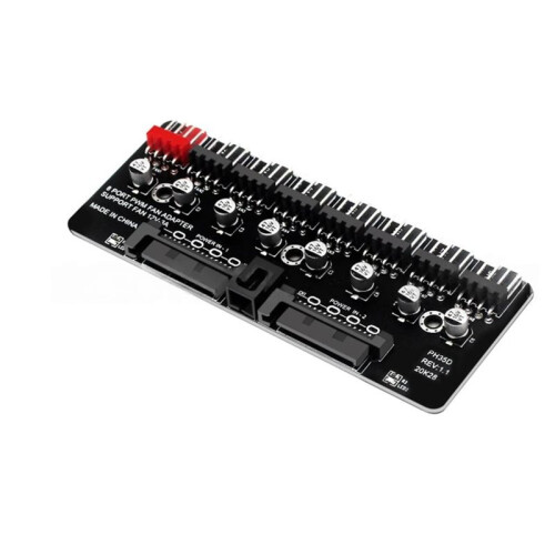 PWM Hub Fläktförlängningssplitter 12V Kylfläkthastighetskontrolladapter Stöder 3-Pinnars 4-Pinnars PWM-Fläktar -Gränssnitt