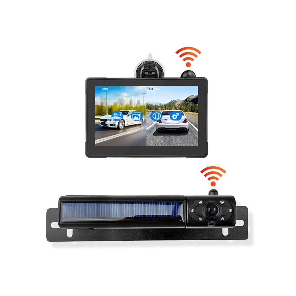 Solar Wireless Backup Camera For Car, 5" Hd 1080P Monitor 5,000Mah Back Camera Systems For Truck, Pickup,Car, Rv, Suv 6032427086415