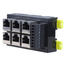 RJ45-Netzwerkanschluss-Klemmenblock für DIN-Schienenmontage mit 8-Poligem 6-Loch-Hub-Schalter, Serieller Signalwandler RS232, RS485, RS422
