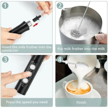 Wireless Rechargeable Electric Milk Frother Handheld Foam Maker for Latte, Cappuccino, Hot Chocolate - USB Rechargea