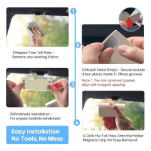 Magnetic EZ Pass Holder for Car Windshield Strong Magnetic Mount , UV-Resistant Acrylic Toll Tag Holder