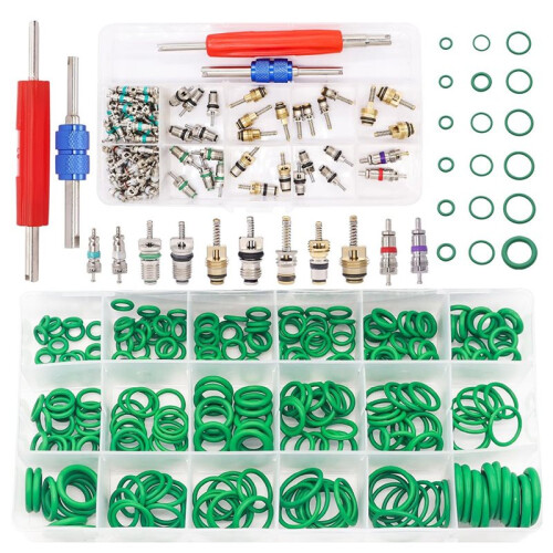 Car A/C Repair Kit 372PCS O-Ring Seals Kit +A/C Valve Core Assortment with Remover Tool