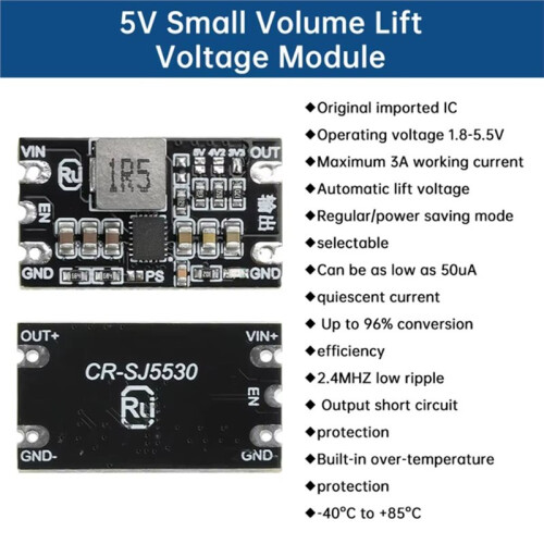 3Pcs - Buck Boost Module 1.8-5.5V to 3.3V 4.2V 5V 3A Adjustable Output Low Ripple Boost Buck Constant Voltage Module