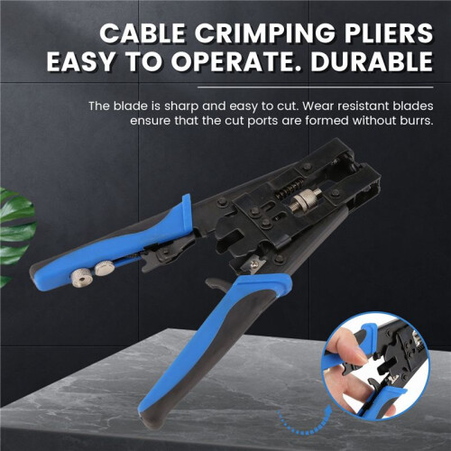 1pc Durable Coax Compression Crimper Tool BNC/RCA/F Crimp Connector RG59/58/6 Cable Wire Cutter Adjustable Crimping Plier