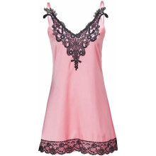 (XXL) Damen Jenna inspiriertes rosa Nachtkleid aus Satin und Spitze elegantes Schlaf Outfit fuer Erwachsene