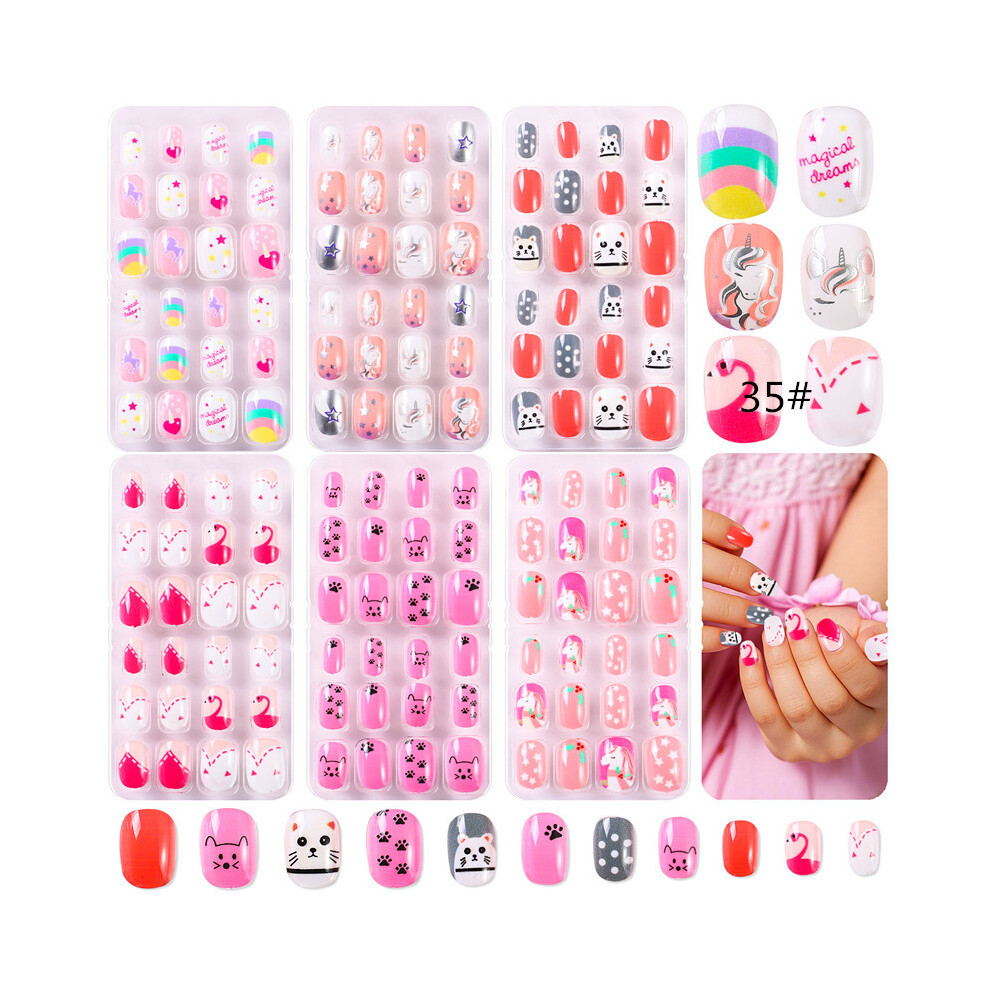 Burgundy (Burgundy) 144 Pieces Of Children's Nail Polish Cute Children's Manicure Fake Nail Polish Set