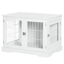 Jaula para perros y mesa auxiliar 2 en 1 para exteriores con 2 puertas con cerradura.