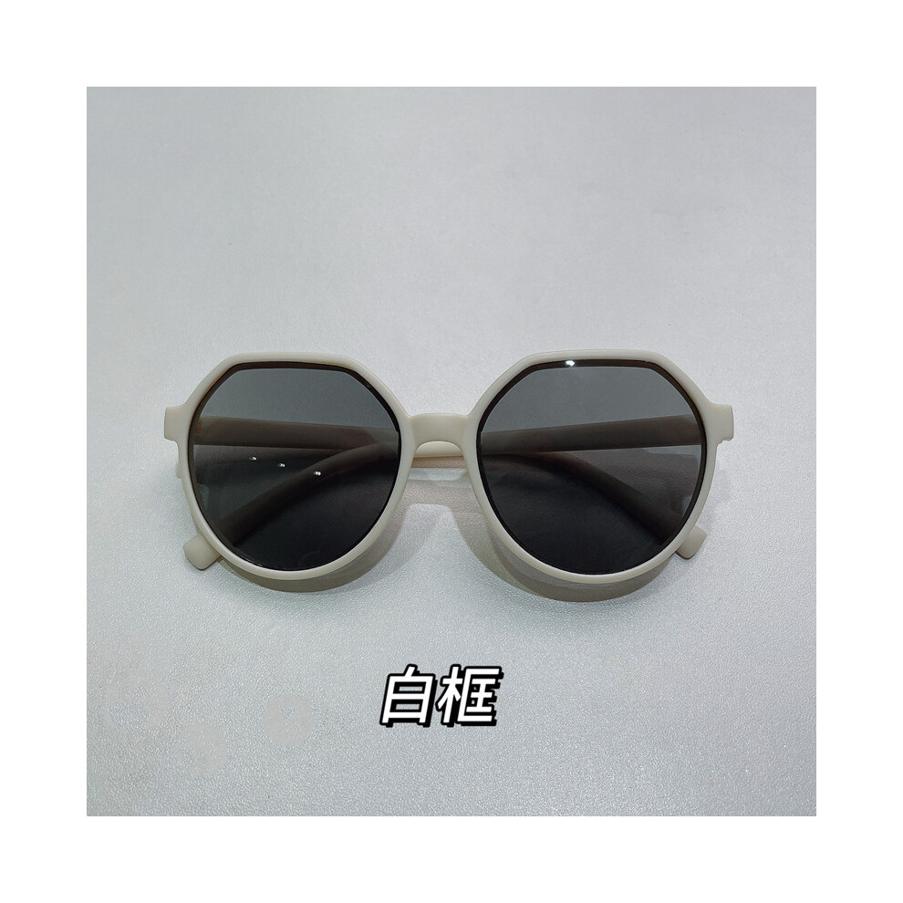 (White frame) New children's glasses retro trendy street style sunglasses sunshade children's sunglasses
