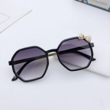 (Metal black frame double gray) Korean style bow fashion new children's sunglasses men's and women's baby sunglasses anti-UV sunglasses