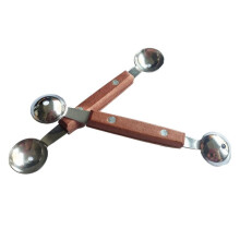 Cuillère à Melon Double Face avec Manche en Bois, Cuillère à Fruits 2 en 1 en Acier Inoxydable de 18 cm (Lot de 2)