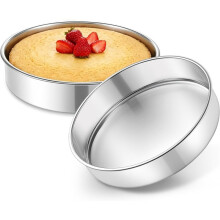 9 Inch Cake Pan Set of 2,Round Layer Cake Baking Pans, Stainless Steel Smash Cake Tin Bakeware for Cooking Steaming