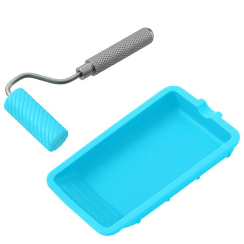Silicone Glue Roller with Tray 48mmX20mm Roller Handle for Arts Crafts Woodworking Glue  Projects