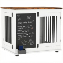 Gaiola para cães, gaiola interna para cães com 2 portas, quadro-negro, para cães de porte médio até 20 kg, branca