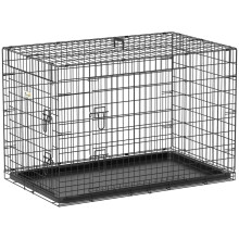 Jaula plegable metálica para perros, color negro, 92 x 57 x 62,5 cm