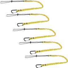 5 Pack Safety Tool Leash,Retractable Bungee Cord with Aluminum Lock Carabiner and Adjustable Loop End Yellow