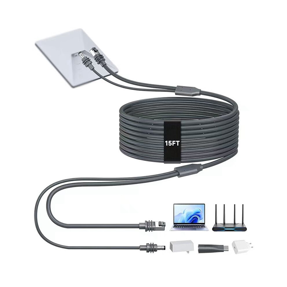 2Pcs For Starlink Gigabit Ethernet Cable 2 In 2 Ethernet Cable With Usb C Fast Charging 5M To Usb C Data Cable 4711009854667