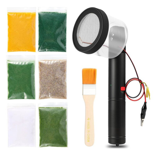Static Grass Applicator Flocking Kit - 3-5mm,Four Colors 6 Grass ABS Applicators with Non-Slip Handle for DIY Model