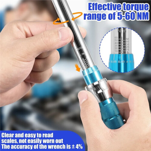 Adjustable Torque Wrench Set 5-60 Nm with Changeable  for Car Refrigeration System