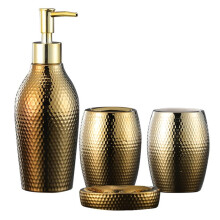 Rose Gold Ceramic Bathroom Accessories Set with Lotion Bottle and Soap Dish