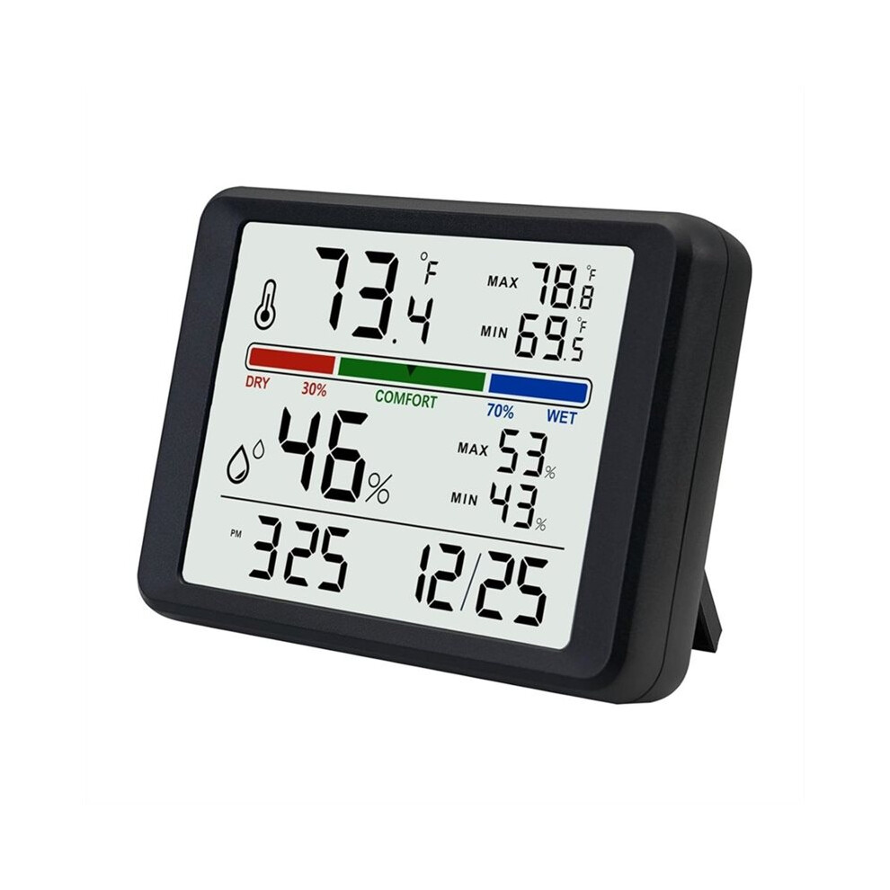 Digital Thermometer-Hygrometer, Indoor Wall Thermometer With Backlight, Digital Alarm Clock, Date Display 4713056144937
